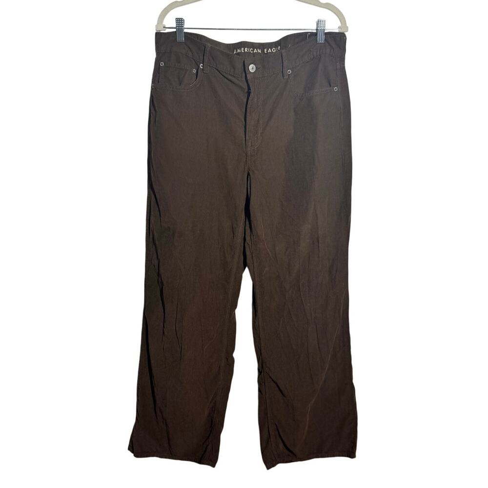 American Eagle Low Rise Skater Jean Corduroy Wide leg Women 12 Brown Minimal